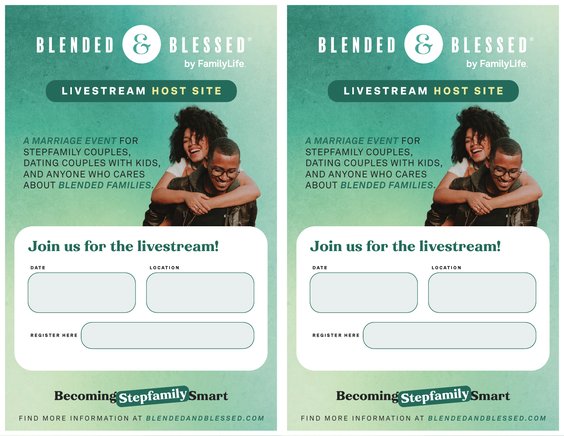 Blended & Blessed 2027 editable half-page flyer, option 1