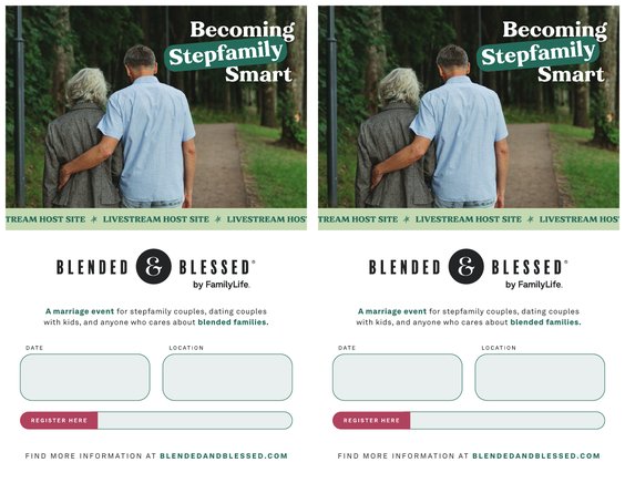 Blended & Blessed 2027 editable half-page flyer, option 2
